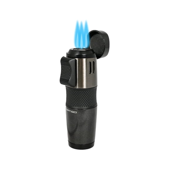 Vertigo Oculus Triple Torch Lighter with Cigar Rest - Black