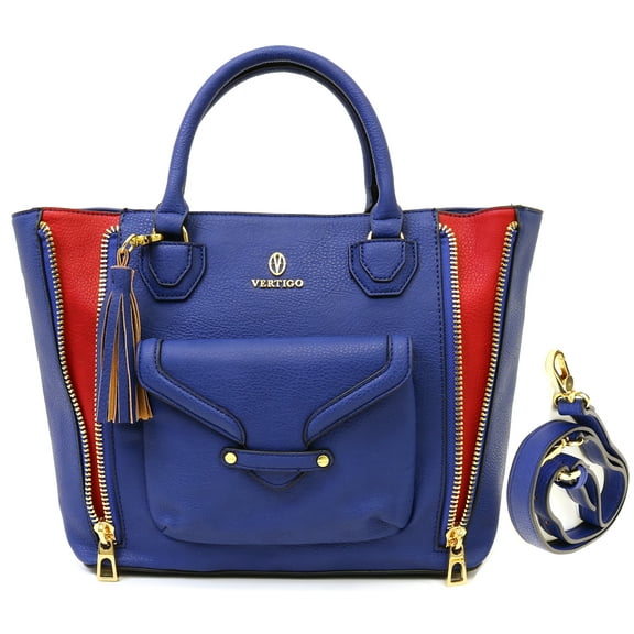Vertigo Paris Dylan Medium Satchel Bag - Blue/Red