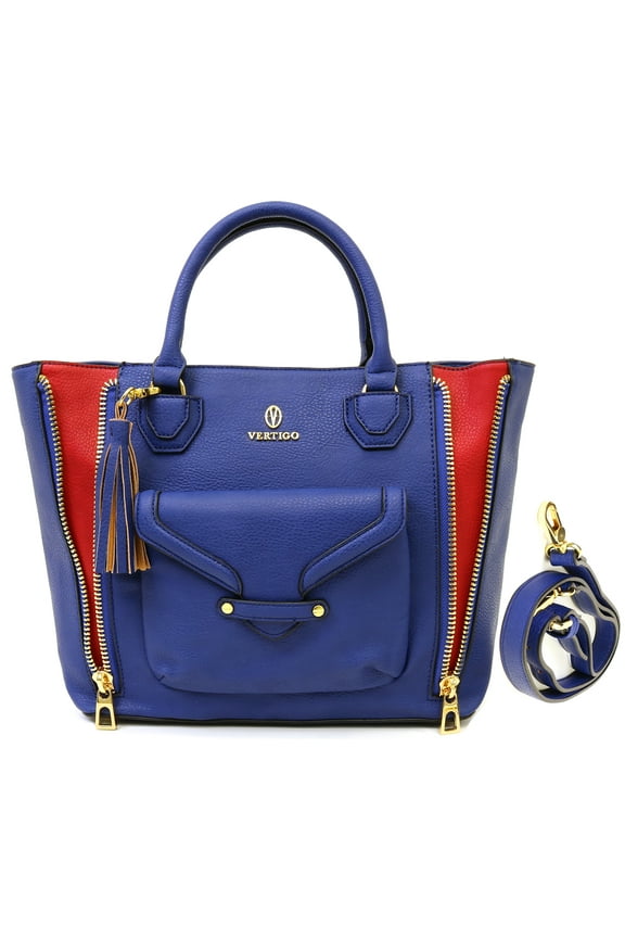 Dylan Medium Satchel Bag - Blue/Red