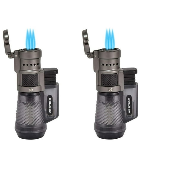 Vertigo by Lotus Cyclone Triple Torch Cigar Lighter Charcoal 2 Pack