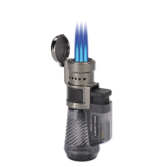 Vertigo by Lotus Cyclone Triple Torch Cigar Lighter Charcoal Plus Free FESS Branded V Cutter