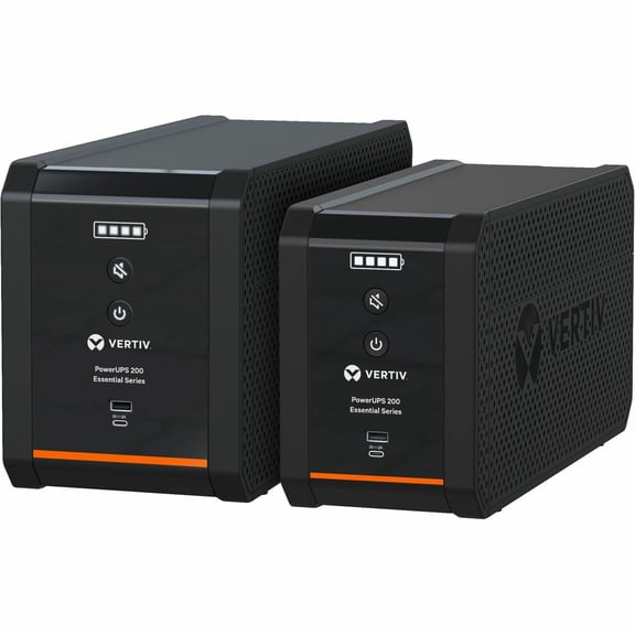 Vertiv PowerUPS 200 Essential Line Interactive Series PSA6E-800LVT, 800VA/450W, Automatic Voltage Regulation, Power Supply, Battery Backup, Basic Power Protection, 4 NEMA Outlets