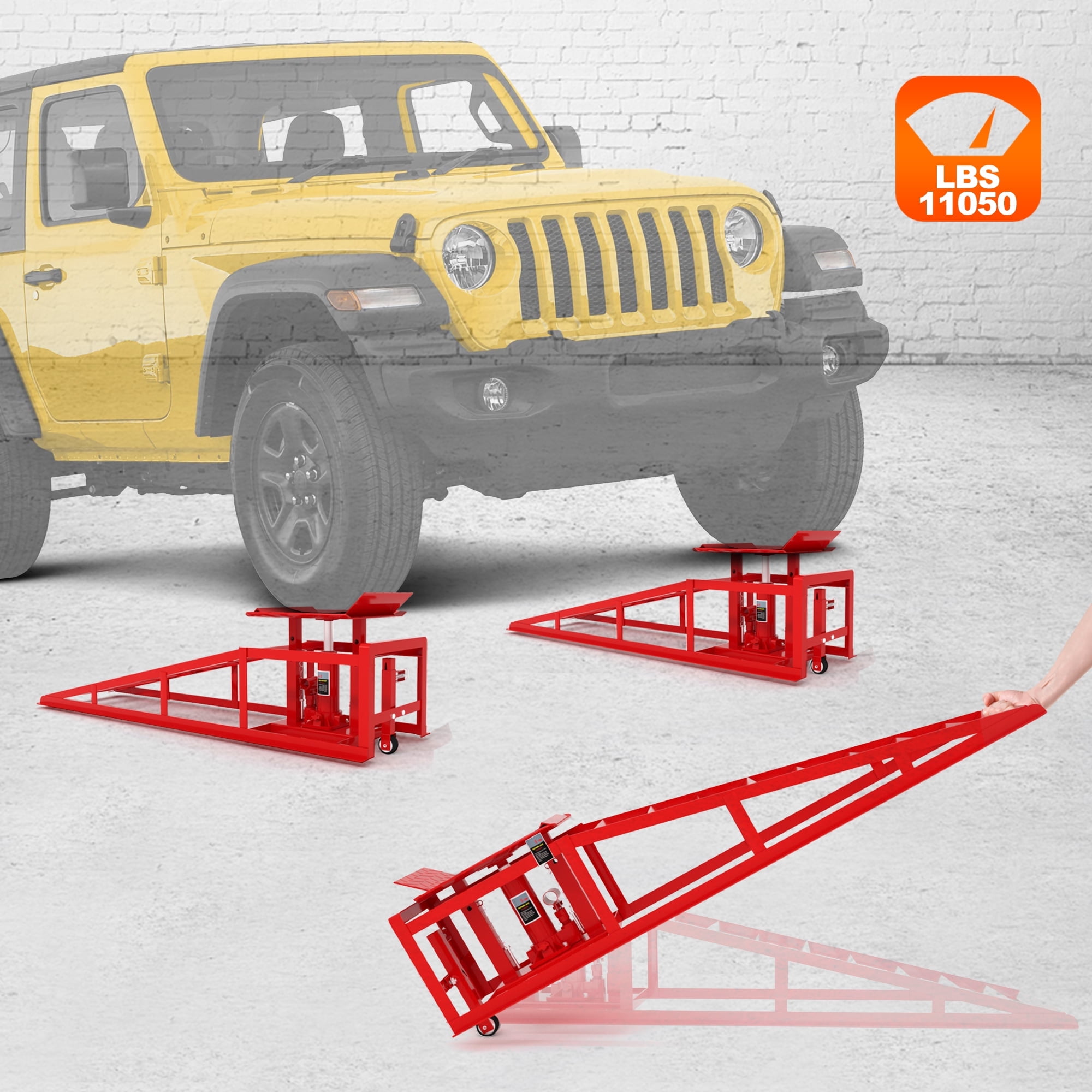 Ramp Rim VERTLLEY Car Ramps, 5t/11050 lb, Heavy-Duty Steel, Hydraulic Jack ...