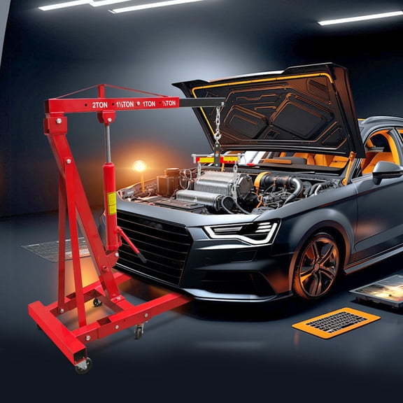 Vertlley Engine Hoist,2 Ton 4400lb Heavy-Duty Steel Folding Hydraulic Engine Lifter,Foldable Shop Crane for Motor Repair, Weight Lifting & Loading, Includes Crane Leveler