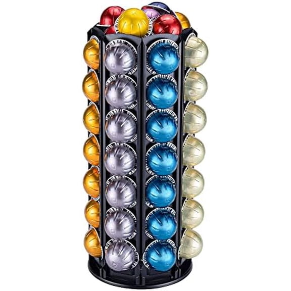Vertuo Pod Holder Carousel Stand for Nespresso Capsule Storage Organizer with Extra Space for Coffee Mate Silent Rolling (80+ Pod Storage)