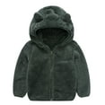 thumbnail image 1 of Verugu Baby Hooded Plush Jacket, Toddler Boys Girls Hoodie Cute Bear Ear Warm Sweatshirt Fall Winter Zip Up Jacket, Infant Baby Teddy Thick Coat Army Green, 6-12 Months, 1 of 7