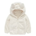 thumbnail image 1 of Verugu Baby Hooded Plush Jacket, Toddler Boys Girls Hoodie Cute Bear Ear Warm Sweatshirt Fall Winter Zip Up Jacket, Infant Baby Teddy Thick Coat White, 6-12 Months, 1 of 6