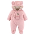 thumbnail image 1 of Verugu Cute Baby Boys Girls Snowsuit Jackets Winter Ears Hooded Footie Cotton Romper Jumpsuits New Born Baby Infant Winter Warm Thicken Coat Snow Outwear Jumpsuits Pink, 0-3 Months, 1 of 7