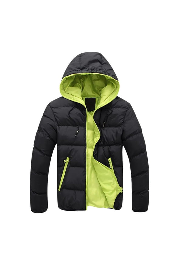 Men's Skiing Jackets Winter Warm Snow Coat Mountain Windbreaker Contrast Thick Hooded Coats Men's Down Jackets Parka Outwear Soft Shell Raincoat Jackets Green 3XL