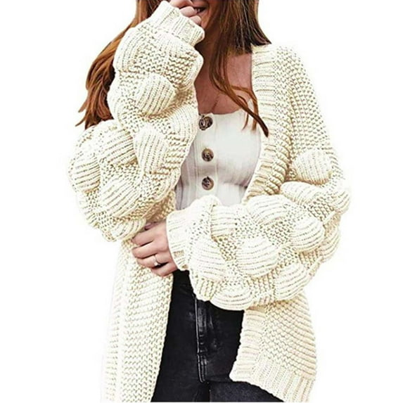 Verugu Sweaters for Women, Plus Size Winter Warm Cardigan Sweaters, Women Cardigan Sweaters Coats Cardigan Solid Medium And Long Term Outwear Long Sleeve Coat White S