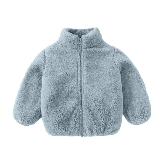 Verugu Toddler Baby Girls Boys Winter Coat Thicken Warm Jackets Baby Hooded Snow Outwear Coat Kids Girls Fleece Outwear Zipper Solid-color Thick Warm Coat Blue, 3-4 Years