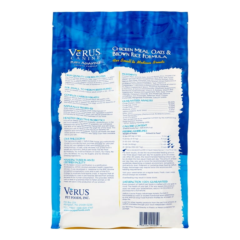 Verus puppy food hot sale