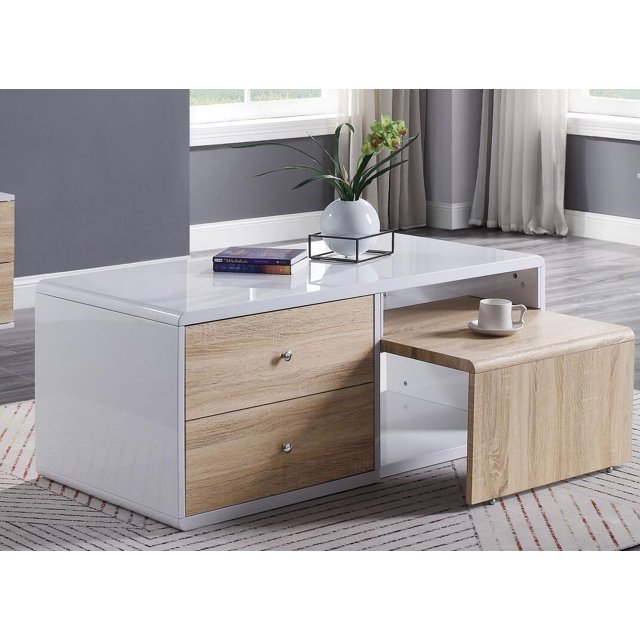 Verux White High Gloss Coffee Table with Storage