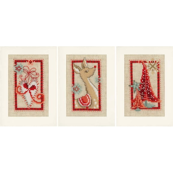 Vervaco Christmas Symbols Greeting Cards Counted Cross-Stitch Kit
