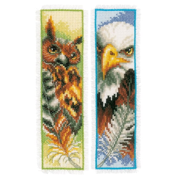 Vervaco Counted Cross Stitch Bookmark Kit 2.4"X8" 2/Pkg-Eagle & Owl (14 Count)