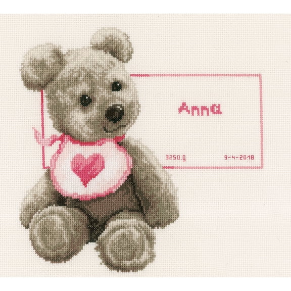 Vervaco Counted Cross Stitch Kit 10.5"X10.5"-Bear W/ Bib On Aida (14 Count)