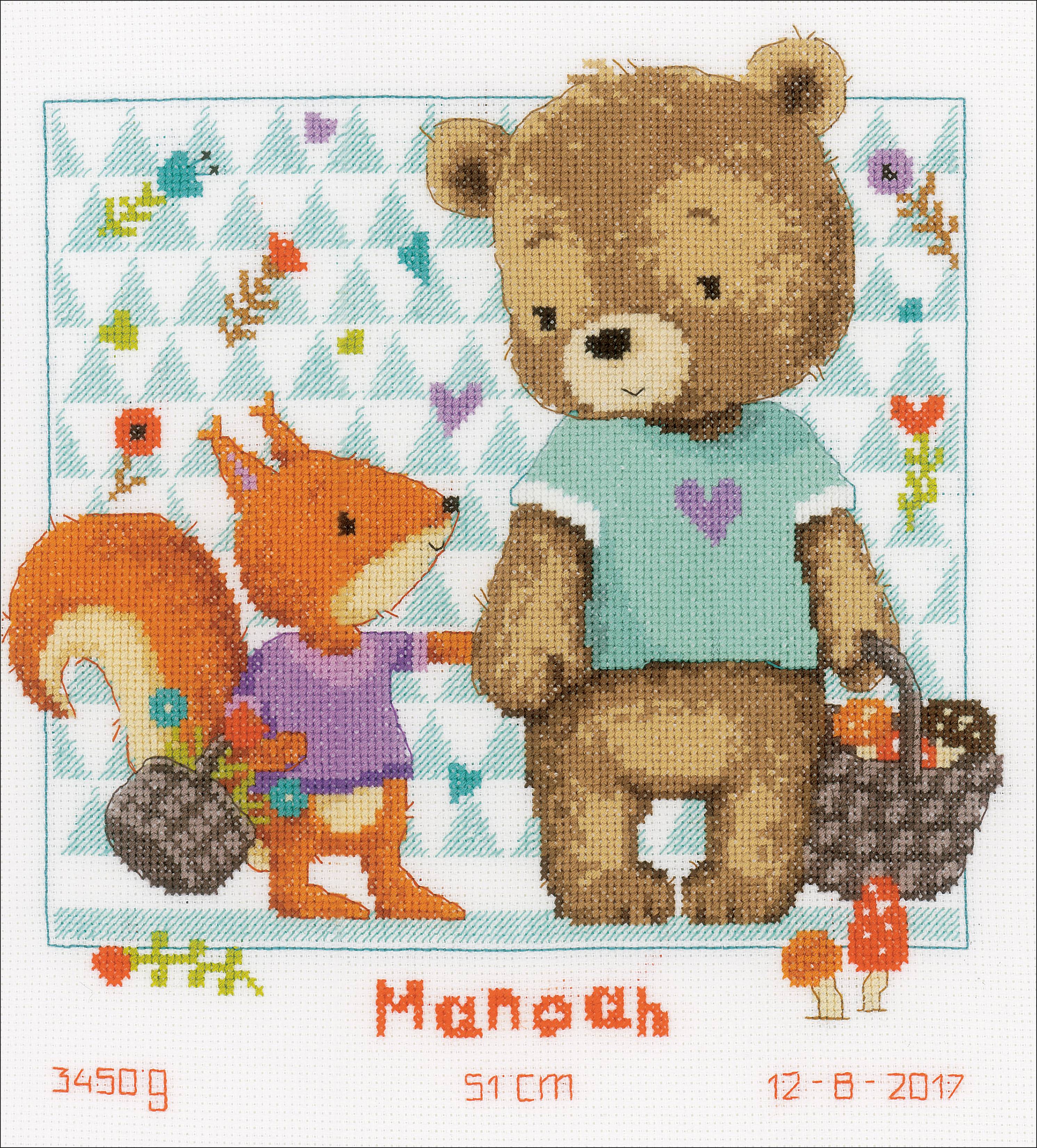 Vervaco Counted Cross Stitch Kit 10.75"X11.25"-Bear And Squirrel On ...