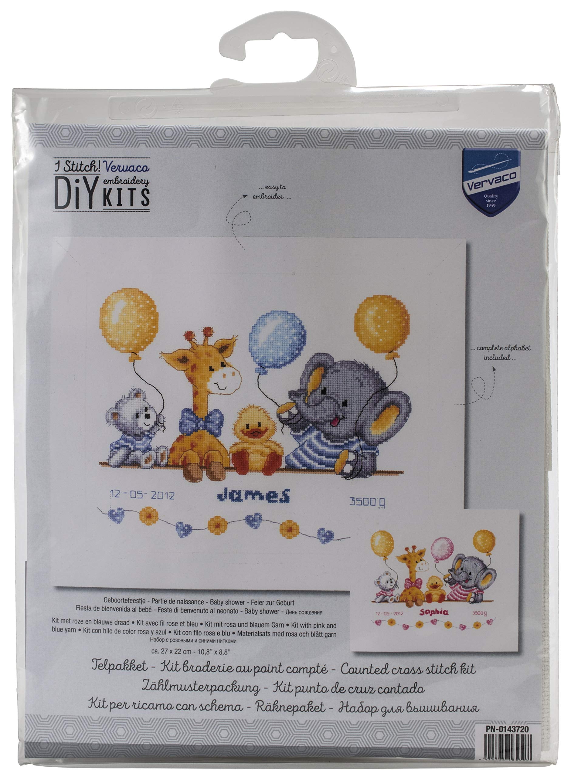 Vervaco Counted Cross Stitch Kit 10.75"X8.75"-Baby Shower Record On Aida (14 Count)