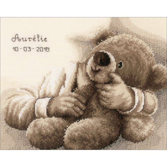Vervaco Counted Cross Stitch Kit 10"X8"-My First Teddy Bear (14 Count)