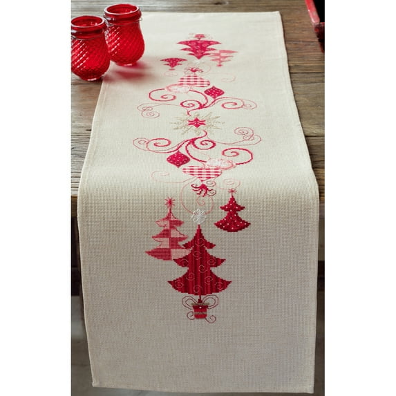 Vervaco Counted Cross Stitch Kit 11.5"X40.75"-Red Christmas Decor (14 Count)