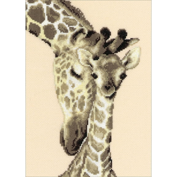 Vervaco Counted Cross Stitch Kit 7.5"X11.25"-Giraffe Family On Aida (14 Count)