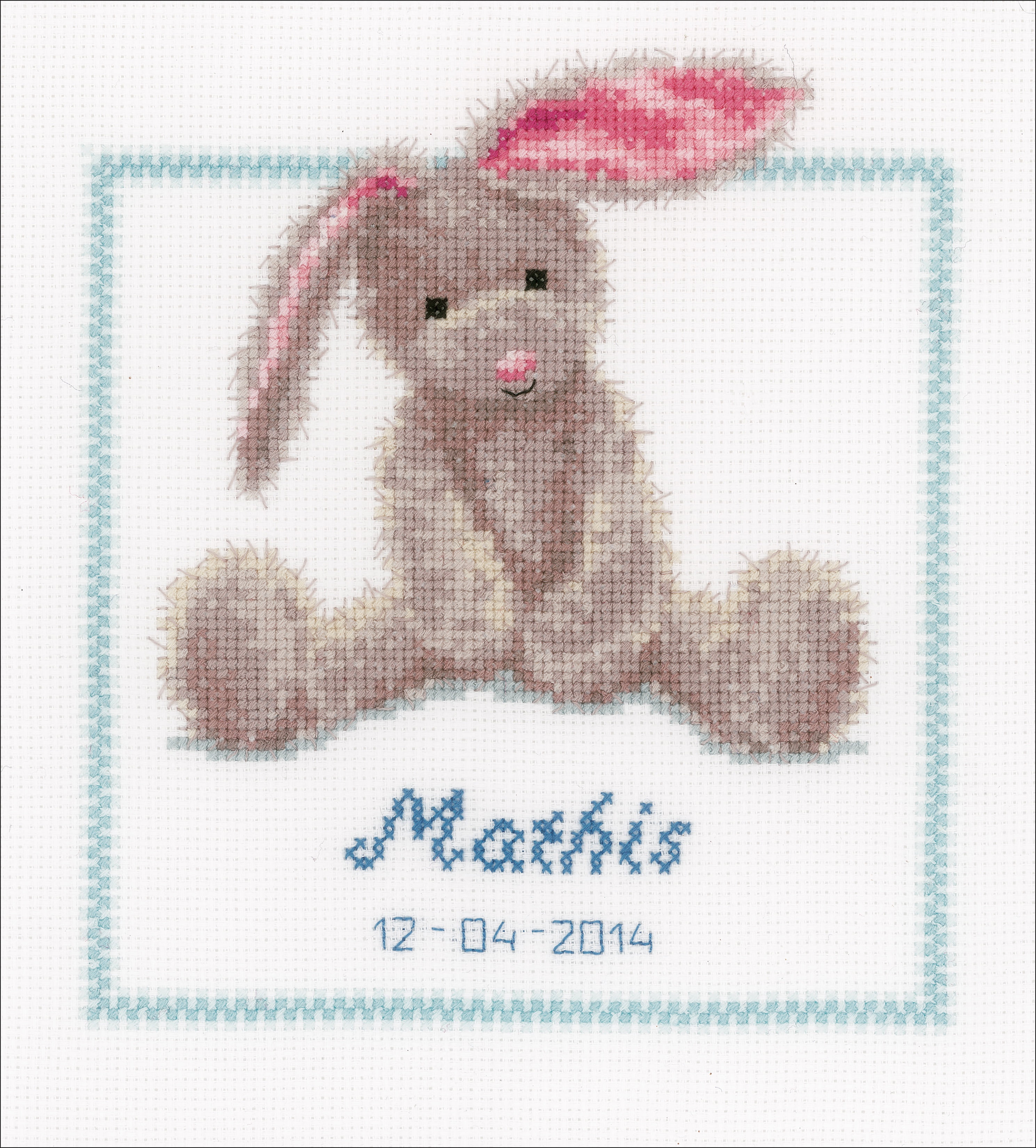 Vervaco Counted Cross Stitch Kit 7.5"X8.5"-Cute Bunny Record On Aida (14 Count)