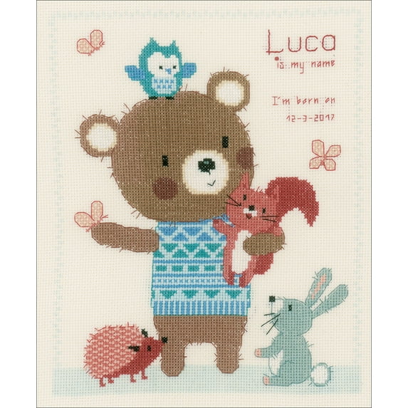 Vervaco Counted Cross Stitch Kit 9.25"X11.25"-Cute Animal Friends On Aida (14 Count)