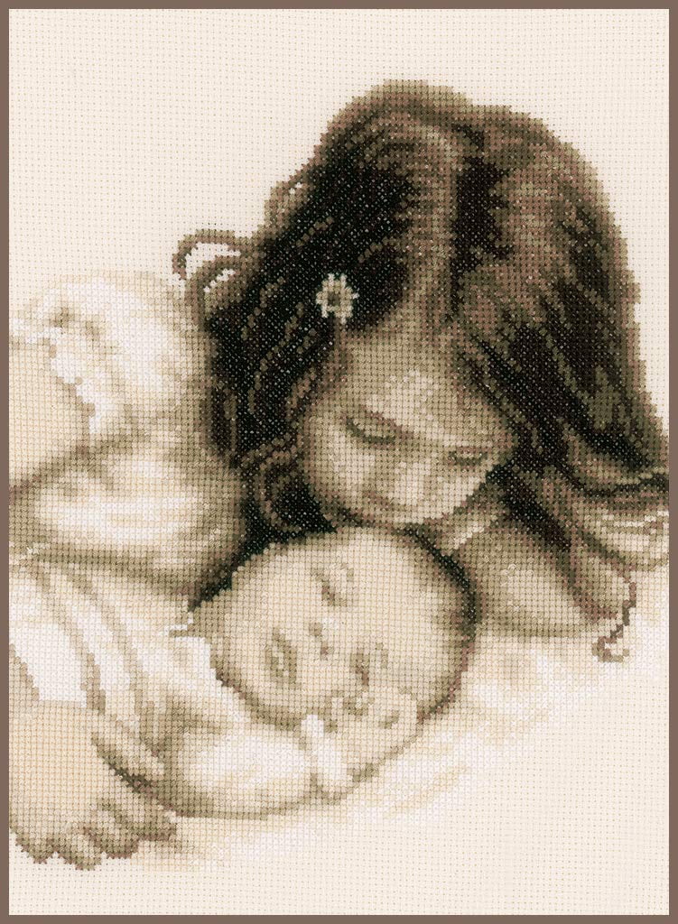Vervaco Counted Cross Stitch Kit Baby And Sister 8.8" x 10.8"