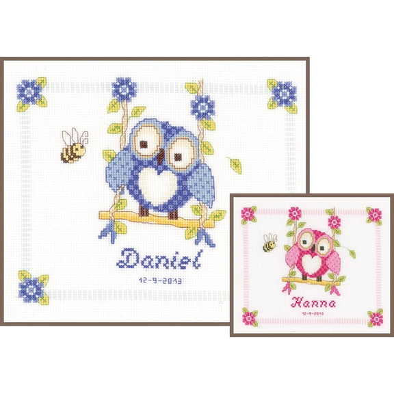 Vervaco Counted Cross Stitch Kit Owlet On A Swing 9.2" x 8"