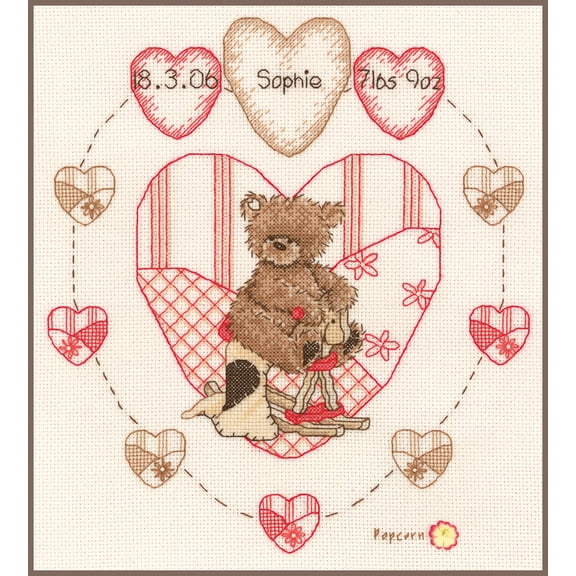 Vervaco Counted Cross Stitch Kit Popcorn Heart 9.2" x 8.2"