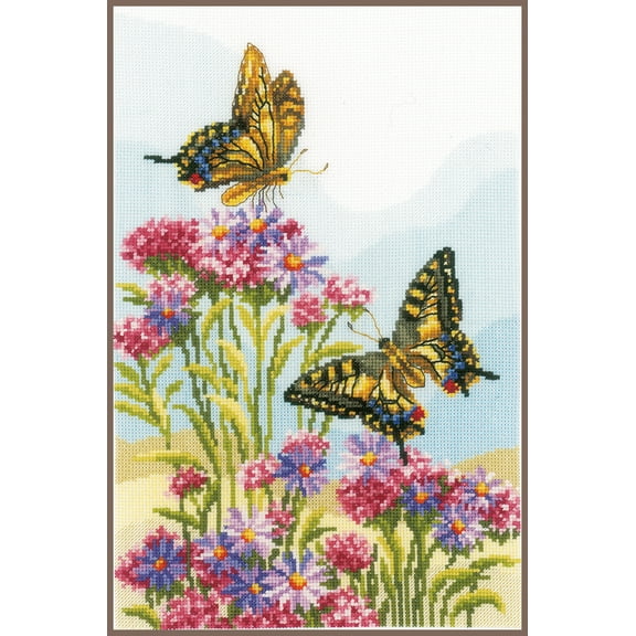Vervaco Counted Cross Stitch Kit Swallowtails 10" x 14"