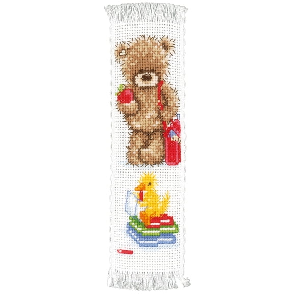 Vervaco Cross Stitch Bookmark Kit Popcorn Back to School 2.4" x 8"