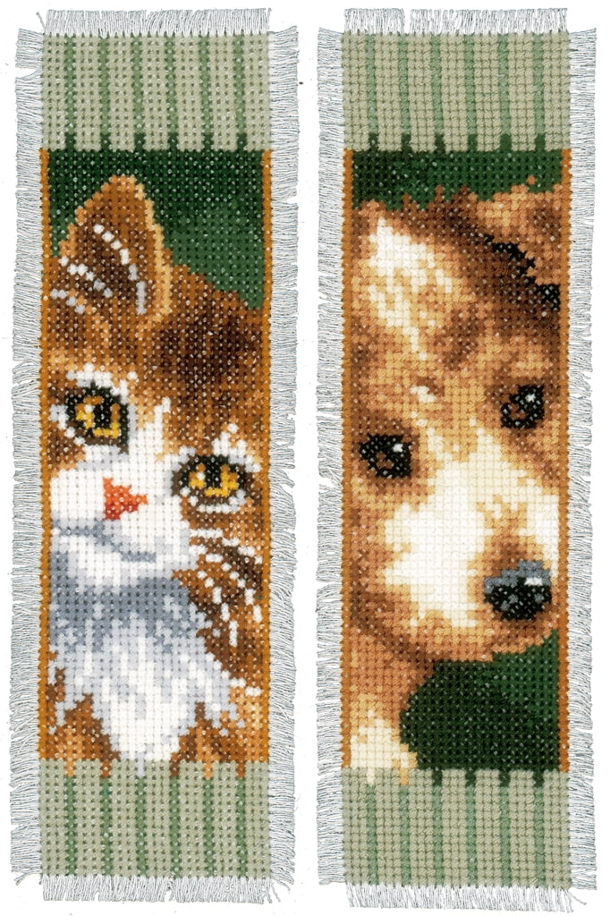 Vervaco Cross Stitch Bookmark Kit (Set of 2) Cat and Dog I PN-0150141
