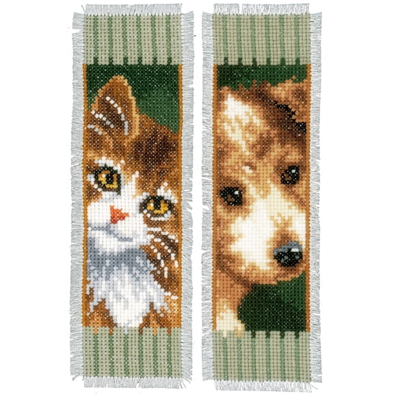 Vervaco Cross Stitch Bookmark Kit (Set of 2) Cat and Dog I PN-0150141