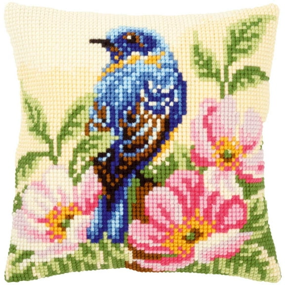 Vervaco Cross Stitch Cushion Kit Bird on Rose Bush PN-0148175
