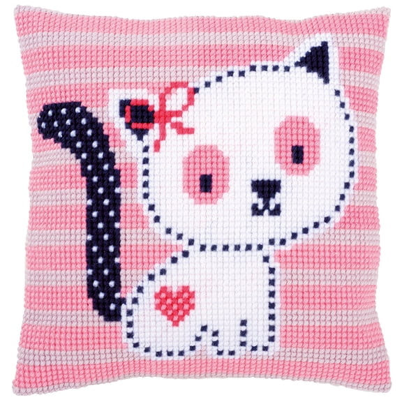 Vervaco Cross Stitch Cushion Kit Kitten 16" x 16"