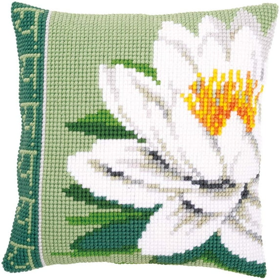 Vervaco Cross Stitch Cushion Kit White Lotus Flower PN-0156009