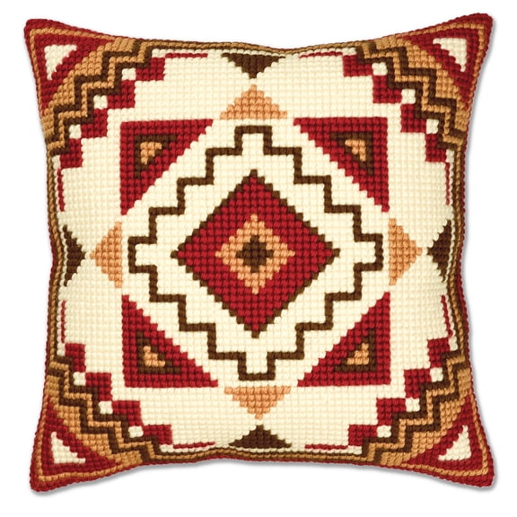 Vervaco Cross Stitch Embroidery Kits Pillow Front for Self-Embroidery with Embroidery Pattern on 100% Cotton and Embroidery Thread, 15,75 x 15,75 Inches - 40 x 40 cm, Geometrical