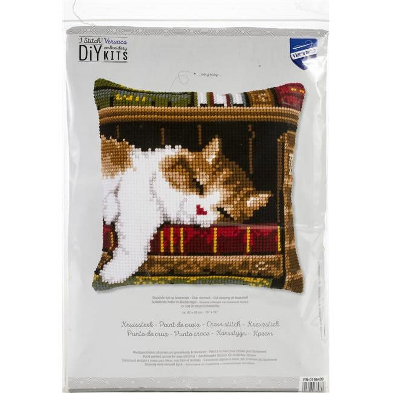 Kit De Crochet De Verrouillage Vintage Vervaco 3544 - Coussin Chaton 16x16 Pouces