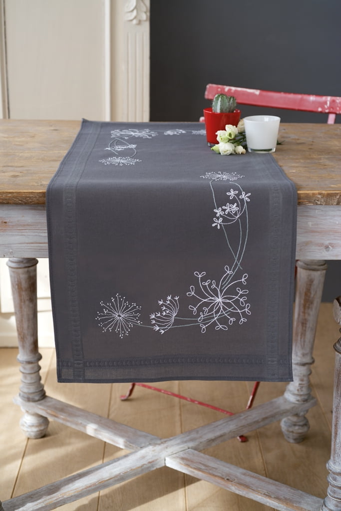 Vervaco Cross Stitch Table Runner Kit White Flowers 16" x 40" - Walmart.com