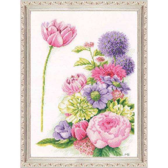Vervaco Floral Cotton Candy Kit & Frame Counted Cross-Stitch