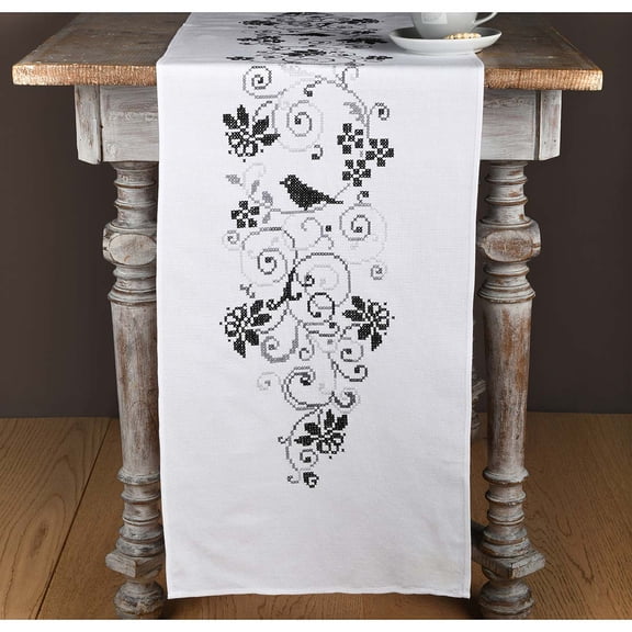 Vervaco Flowers Table Runner Stamped Cross-Stitch Kit
