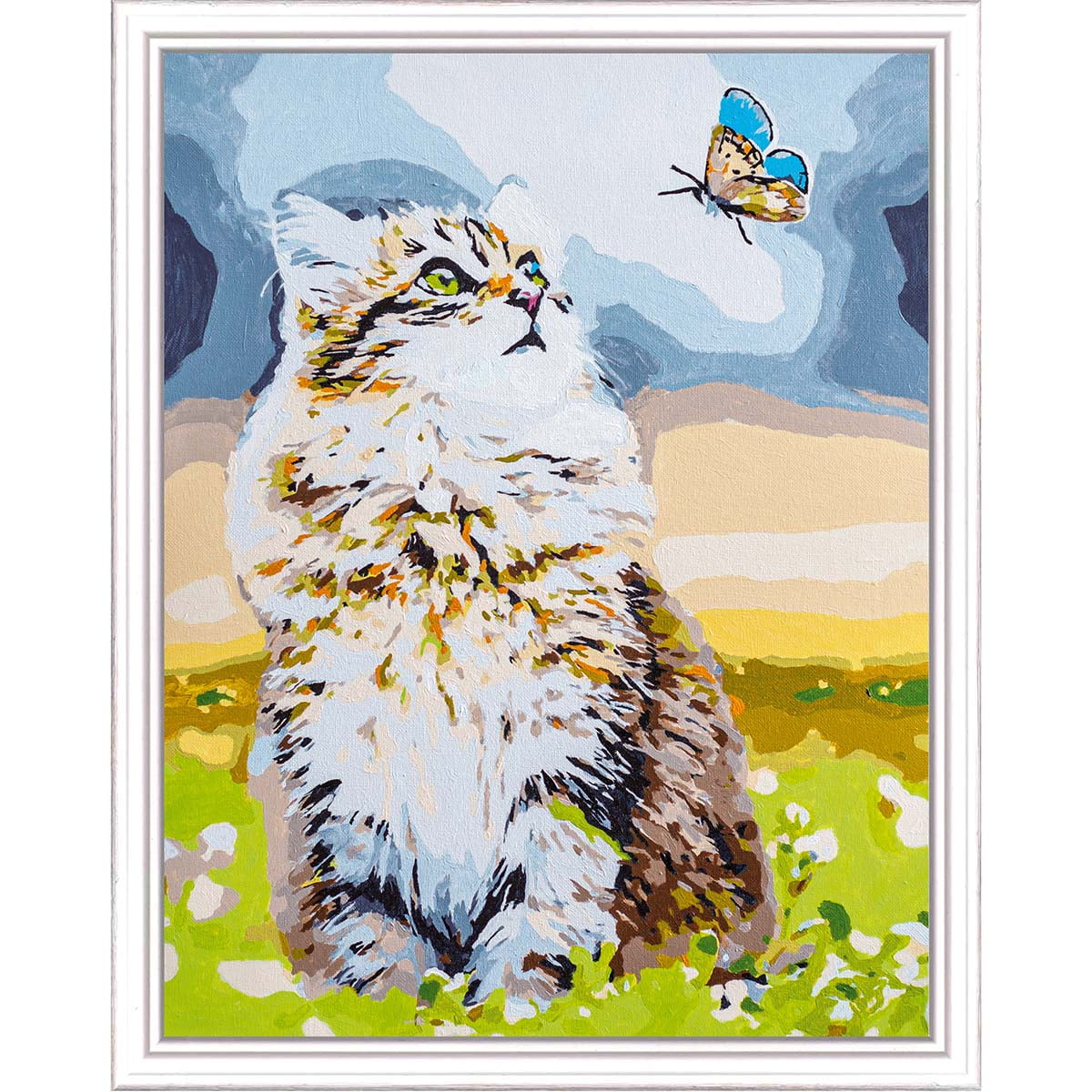 DIY Paint by Number Kit Kids Adults Acrylic Colorful Canvas Kitten Cat  Butterfly