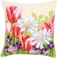 thumbnail image 1 of Vervaco Needlepoint Cushion Top Kit 16"X16"-Spring Flowers Stitched In Yarn, 1 of 3