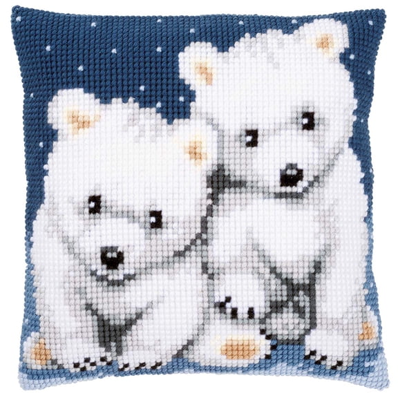 Vervaco Polar Bears Pillow Cover Needlepoint Kit