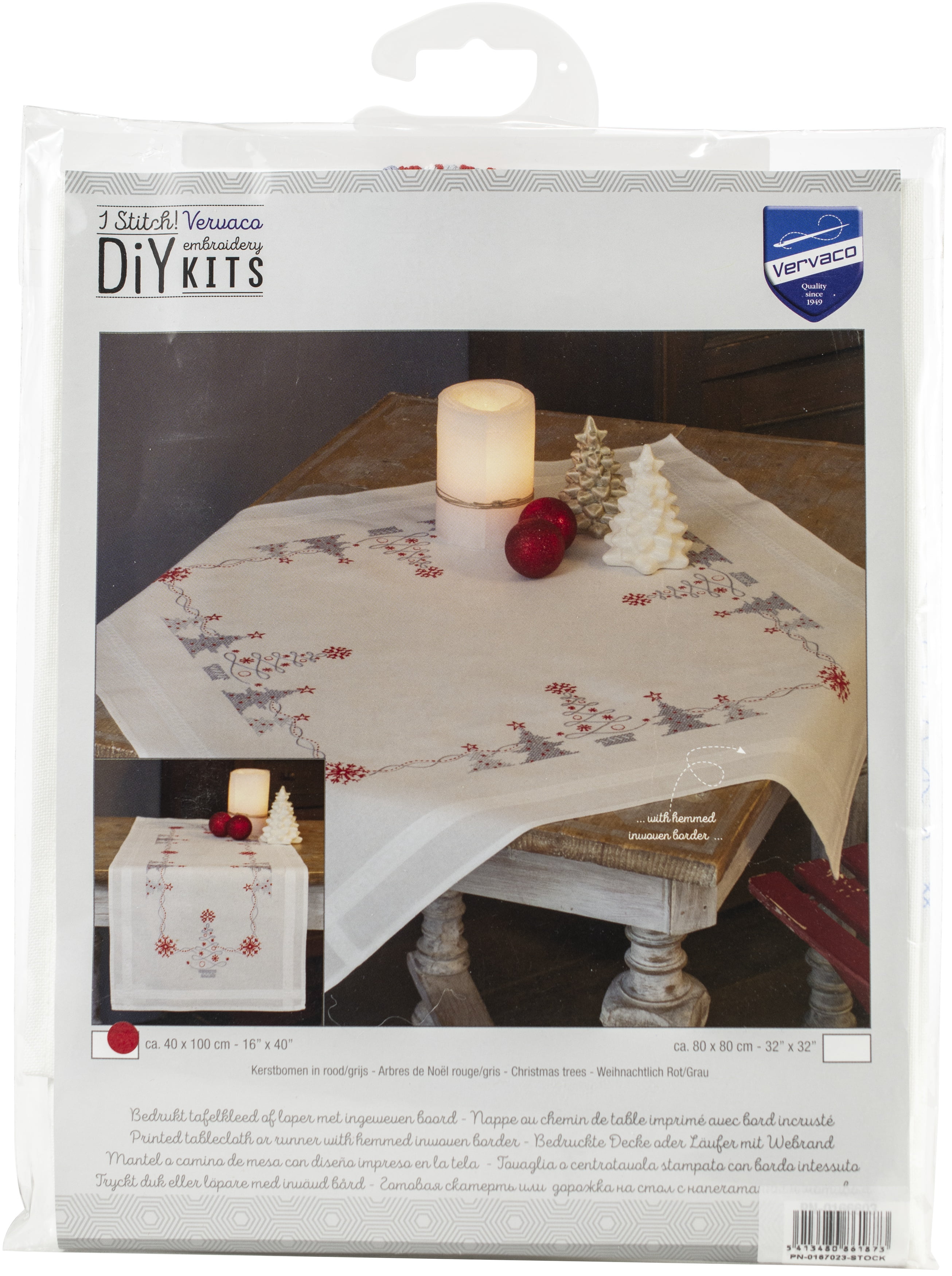 Vervaco Table Runner Stamped Cross Stitch Kit 16"X40"-Christmas Trees ...