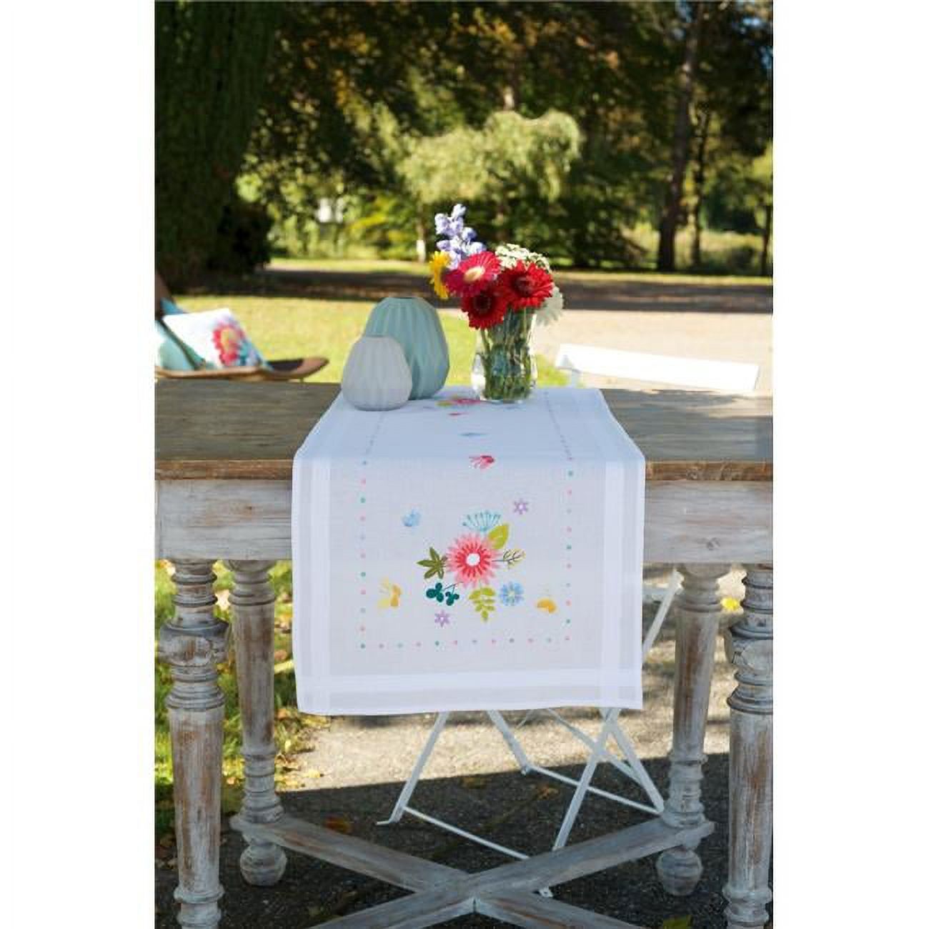 Vervaco V0175588 16 x 40 in. Table Runner Stamped Cross Stitch Kit ...