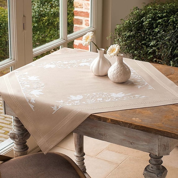 Vervaco® White Birds Tablecloth Stamped Cross-Stitch Kit
