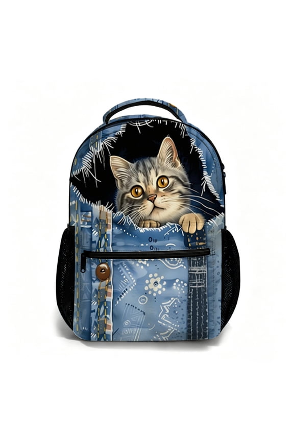 17 Inch All Over Print Student Backpack Cat Design Casual Daypack for Daily Use Travel and Outdoor Activities