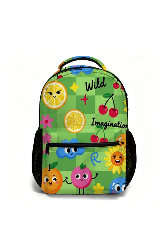 17 Inch All Over Print Student Backpack Wild Imagination Fun Fruit Pattern Daypack for School Travel Outdoor Use Essential Carry Bag